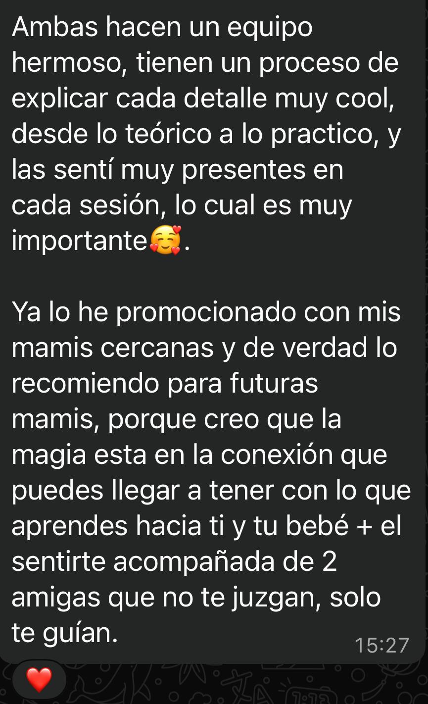 Testimonio sobre el equipo y el acompañamiento presente en cada sesión